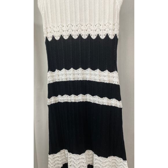 Luxely Mesa Sweater Dress Ivory Black Sz Medium NWT Contemporary Crochet Pattern - Picture 4 of 12